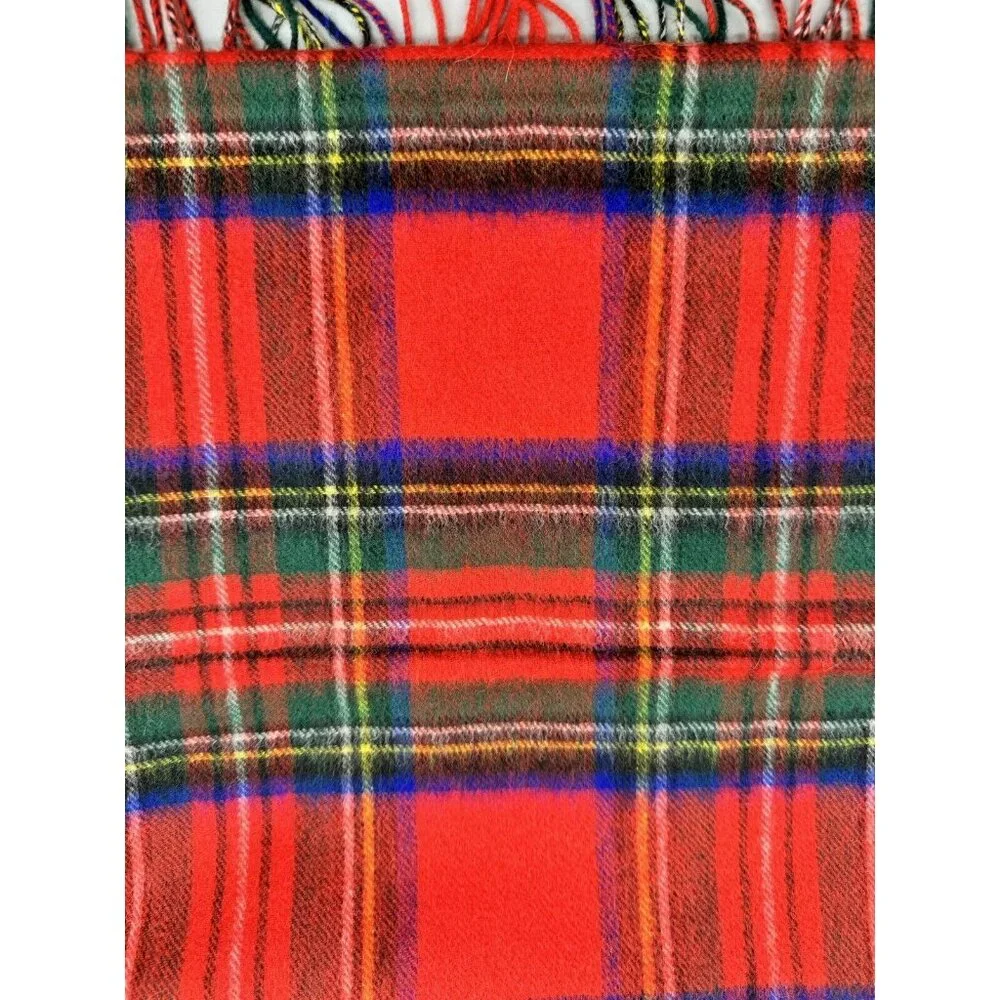 Crombie‎ Scotland Royal Stewart Cashmere Wool Scarf 56 inch Vintage Plaid